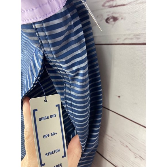 George Eboard Shorts Stretch Quick Dry UPF 50 Blue Stripe Purple Waistband Draws - Picture 5 of 9